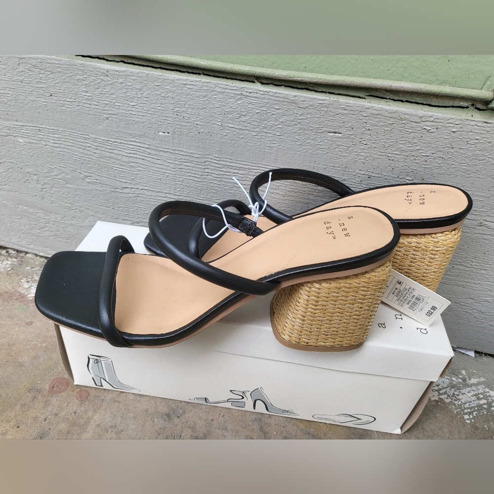 NWT A New Day "Miley" Two Strap Braided Square Heel Sandal Pumps